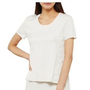 BCBGMAXAZRIA Knit Top Lace Trim ‎ Size SMALL